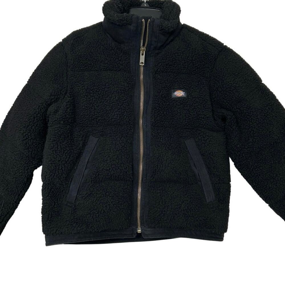 Dickies Mount Hope Sherpa Puffer Jacket Knit Black Women’s Small Cozy Winter - Picture 2 of 16
